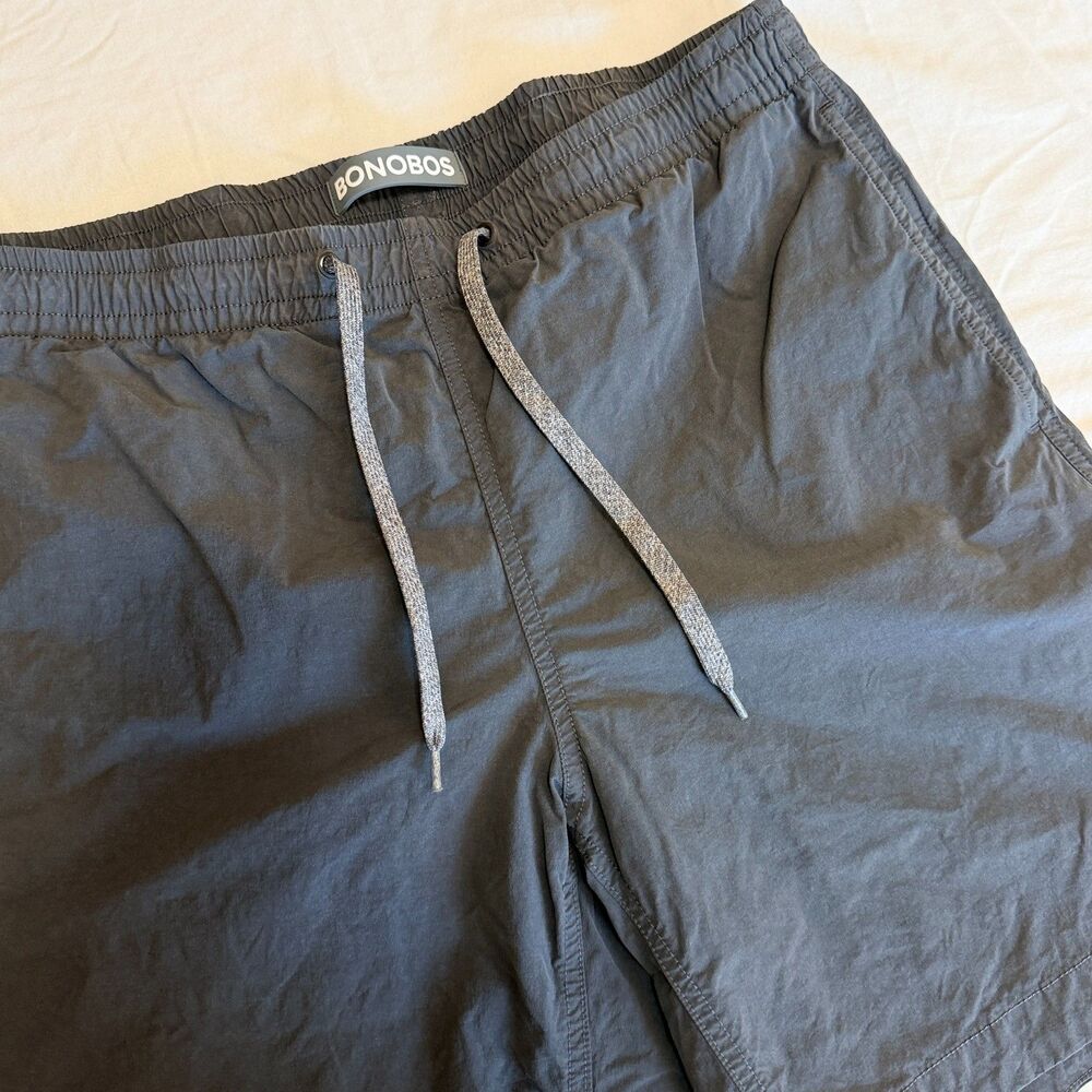 Bonobos Mens Small Gray Elastic Waist Drawstring Performance Shorts 7" Inseam